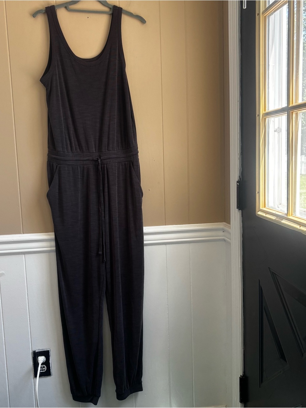 Rachel Zoe Gray Sleeveless Jumpsuit Modal Blend Drawstring Casual Lounge Size M